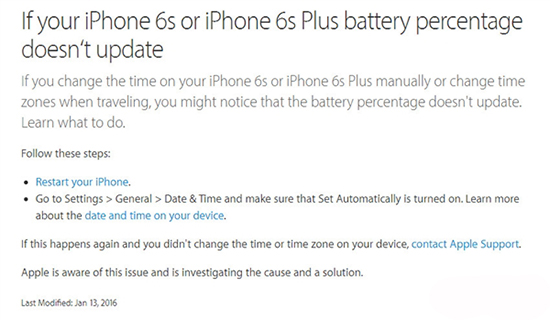 蘋果iPhone 6s電量顯示出問題:時間設置惹的禍