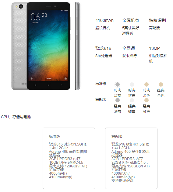 紅米3高配版售價899元,與紅米Note 3比你選誰?