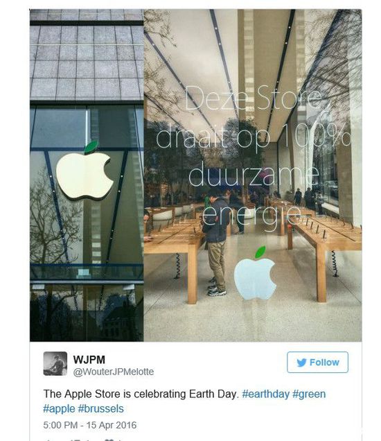世界地球日，蘋(píng)果的Logo都“變綠”了