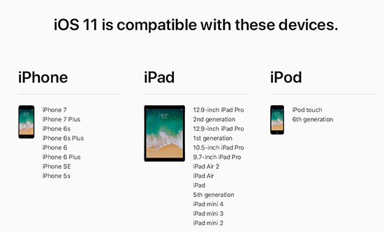iOS 11正式版即將全球推送，你手中的設(shè)備準(zhǔn)備好了？