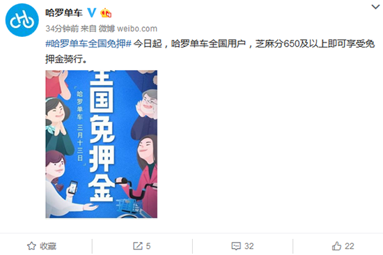ofo這次怎么扛?傳聞摩拜啟動百城無需信用分免押金騎車